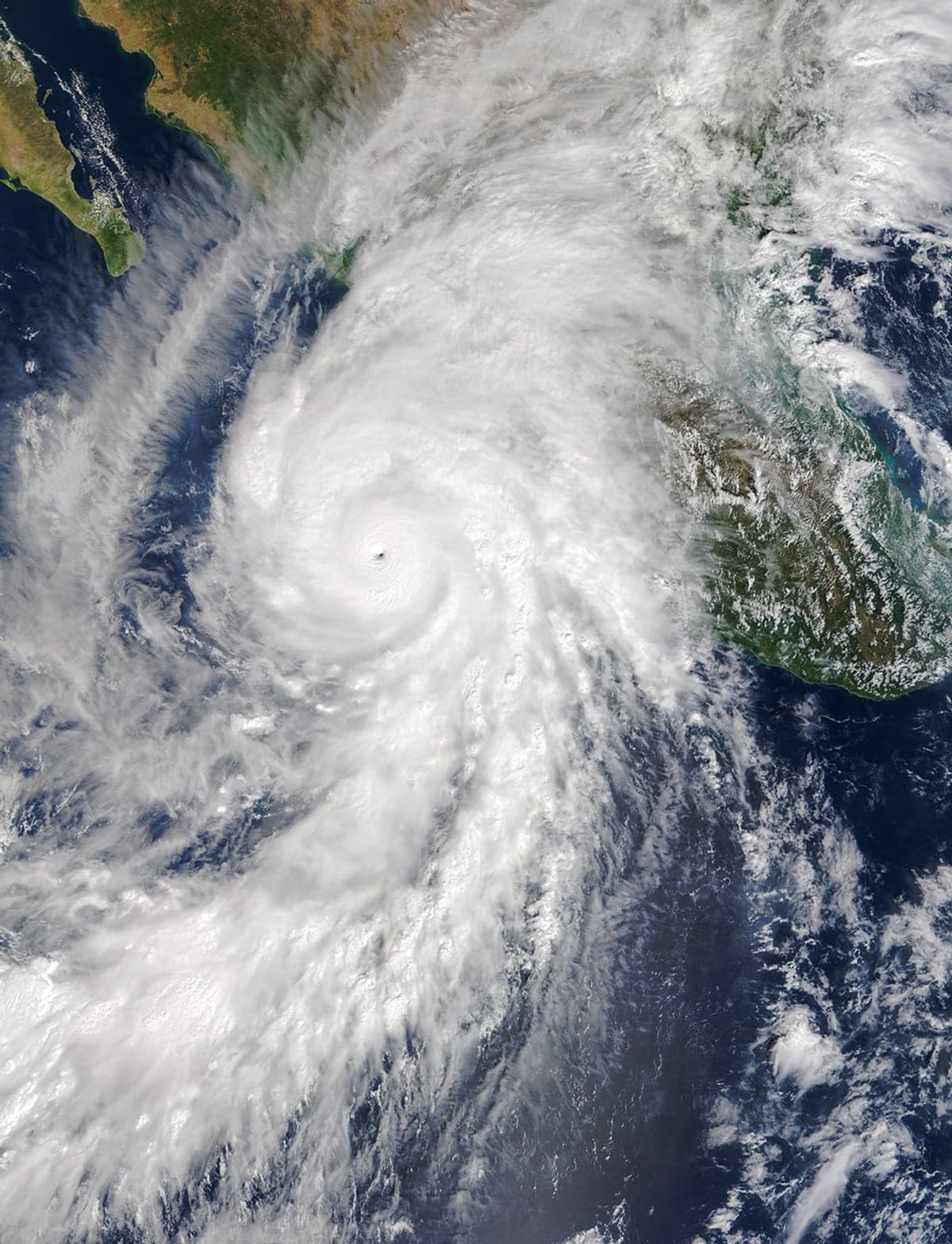 NASA Terra MODIS image of Hurricane Patricia offshore of southwestern Mexico on October 23, 2015.